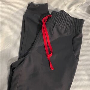 Figs Women's Pants in Gray with Red Drawstring